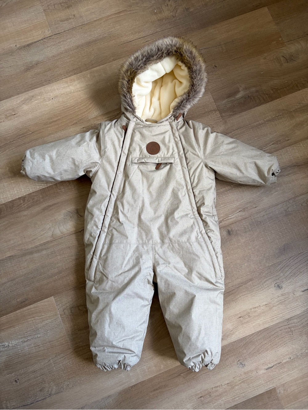 OshKosh B'gosh Cream Beige Faux-Fur Hooded Snowsuit